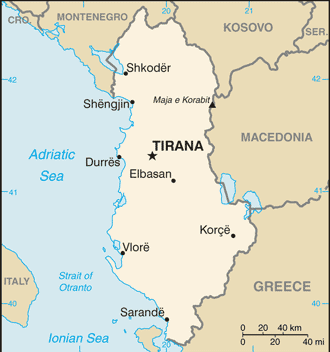 Albanien karte
